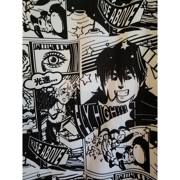 Anime Japanese Comic Strip Manga Graphic Art button up Short Sleeve Shirt Small - Picture 2 of 9